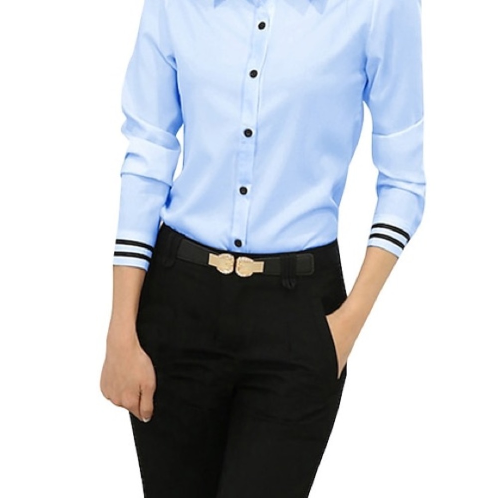 Taifuosheng.Women long‎ sleeves shirt  blue color size S